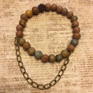NWT Earth tones stone beads w/ bronze chain detail